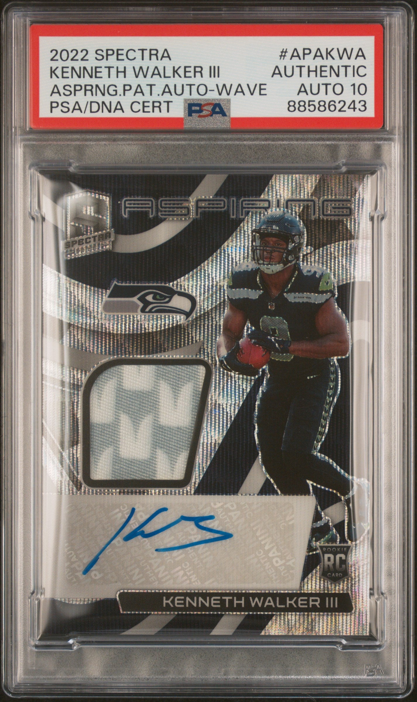 2022 Panini Spectra Aspiring Kenneth Walker Iii  Authentic Auto 10 PSA #APAKWA