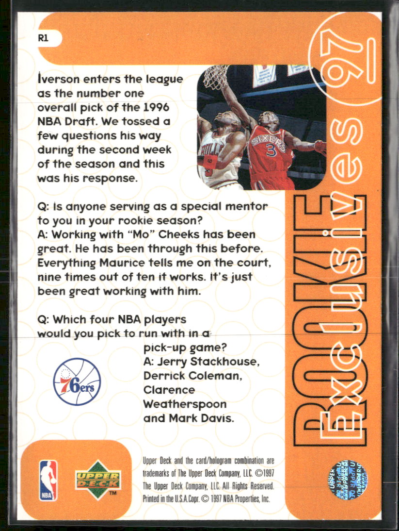 1996-97 Upper Deck Rookie Exclusives Allen Iverson #R1