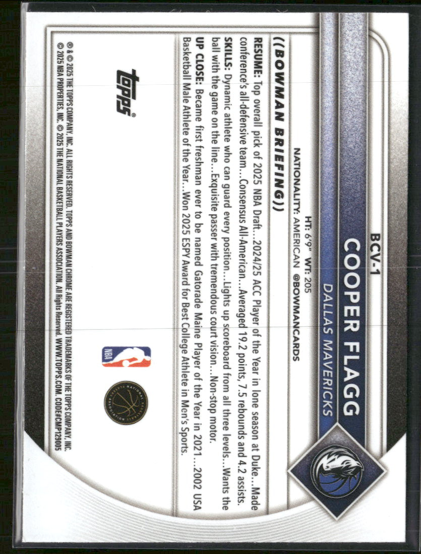 2025-26 Bowman Chrome Cooper Flagg #BCV-1