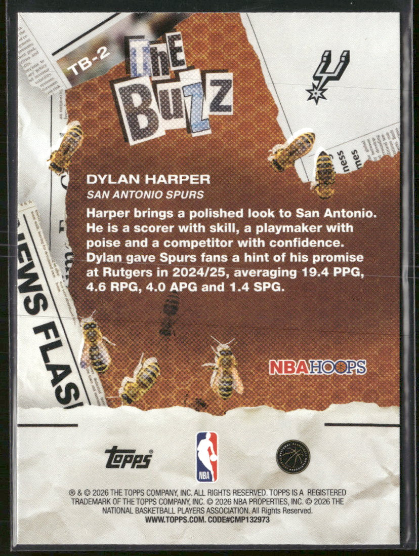 2025-26 Hoops The Buzz Orange Hoops Dylan Harper #TB-2