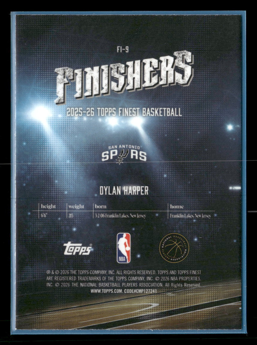 2025-26 Finest Finishers Purple Refractor Dylan Harper #/125 #FI-9