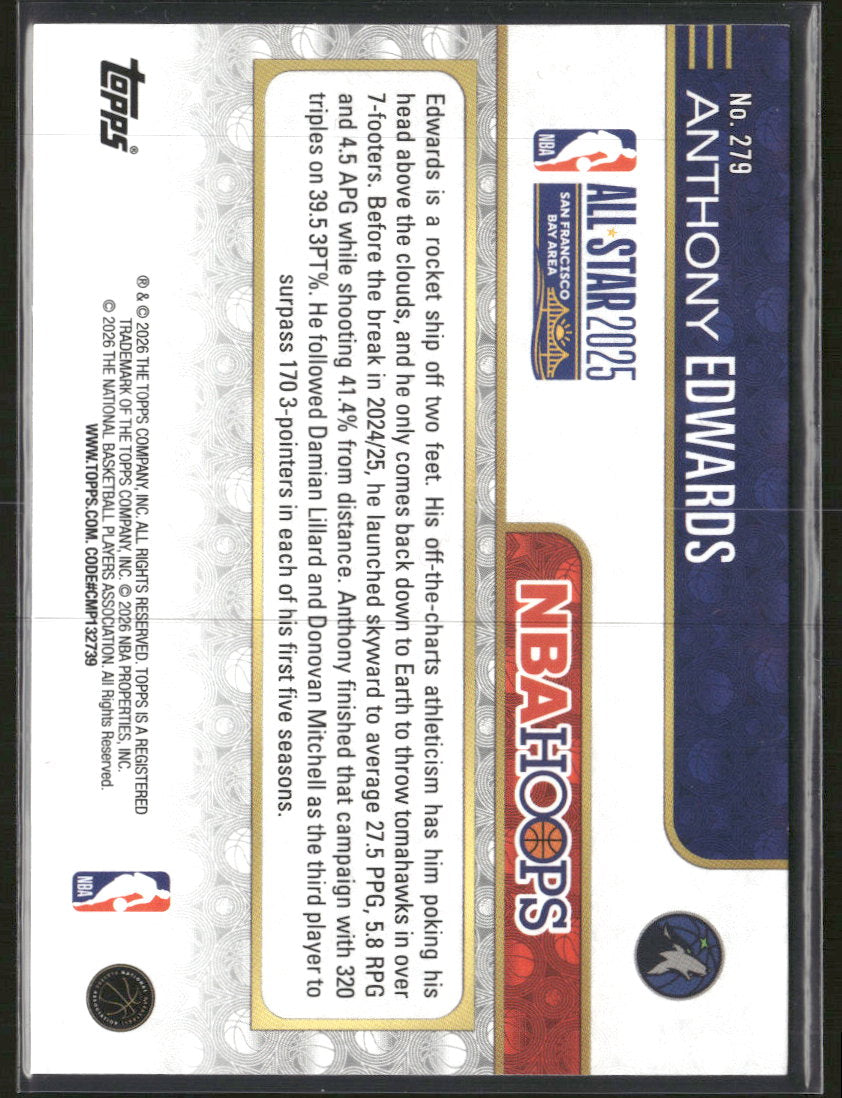 2025-26 NBA Hoops Red & Orange Hoops #/249 Anthony Edwards #279