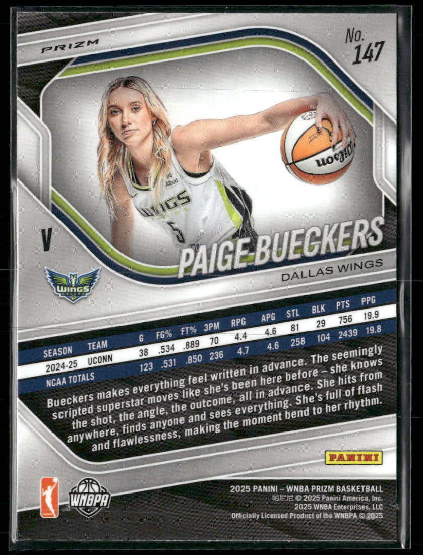 2025 Panini Prizm WNBA White Seismic Prizms Paige Bueckers #147