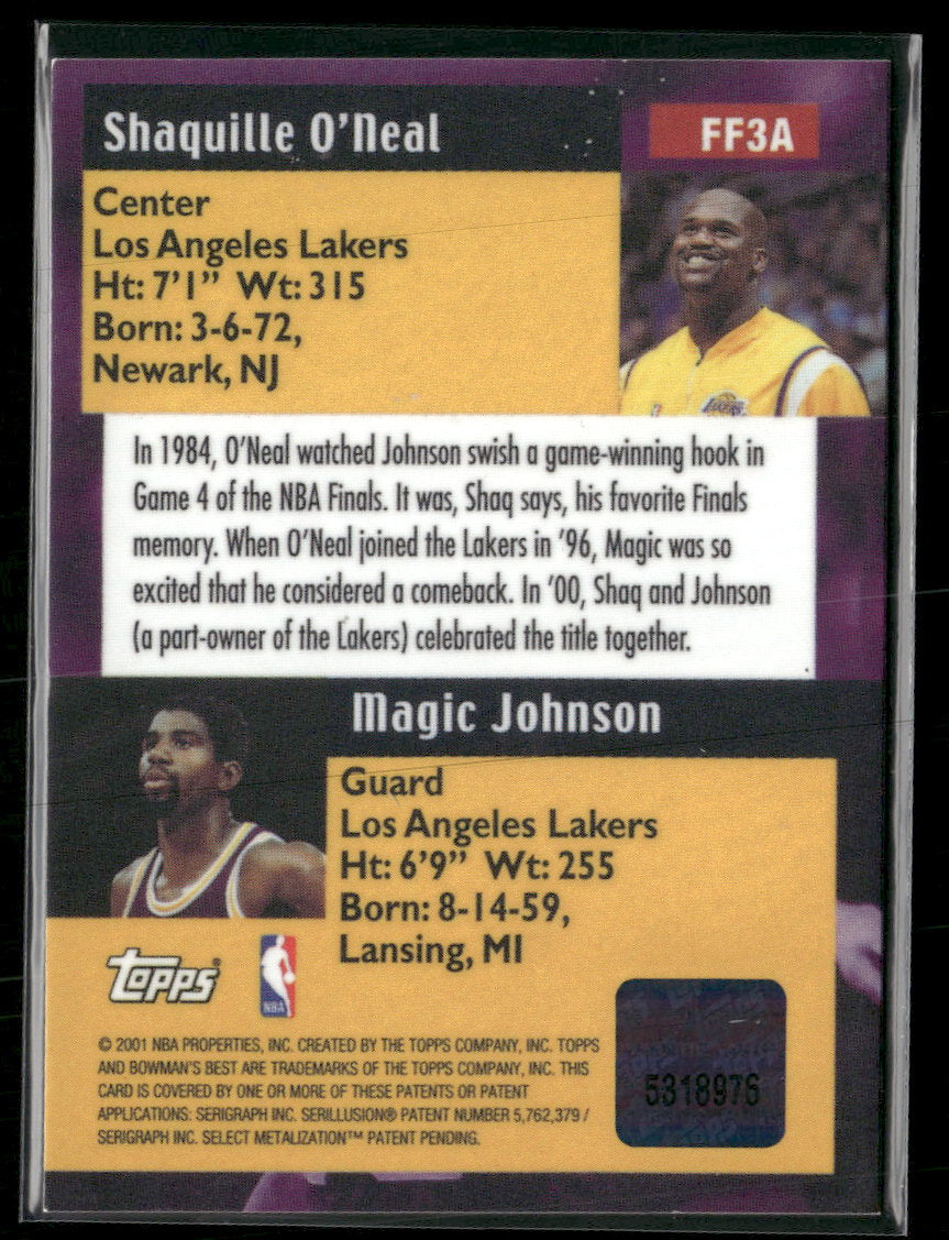 2000-01 Bowman's Best Franchise Favorites Auto S. O'Neal / M. Johnson #FF3A
