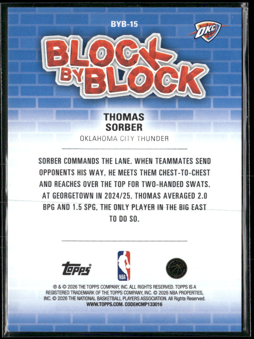 2025-26 Hoops Block By Block Thomas Sorber #BYB-15