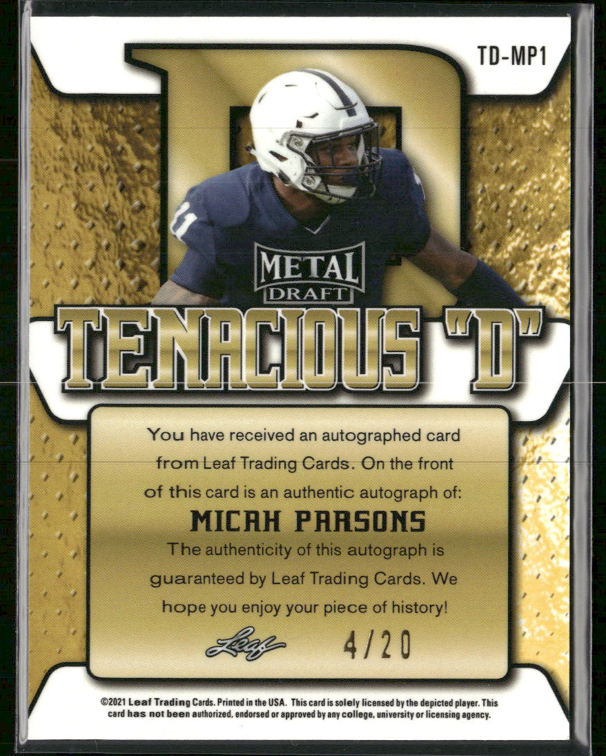2021 Leaf M D Tenacious D Auto Crystals Purple Micah Parsons #/20  #TD-MP1