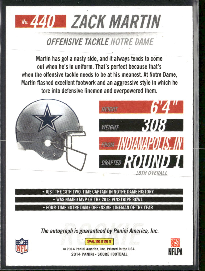 2014 Score Zack Martin RC #440