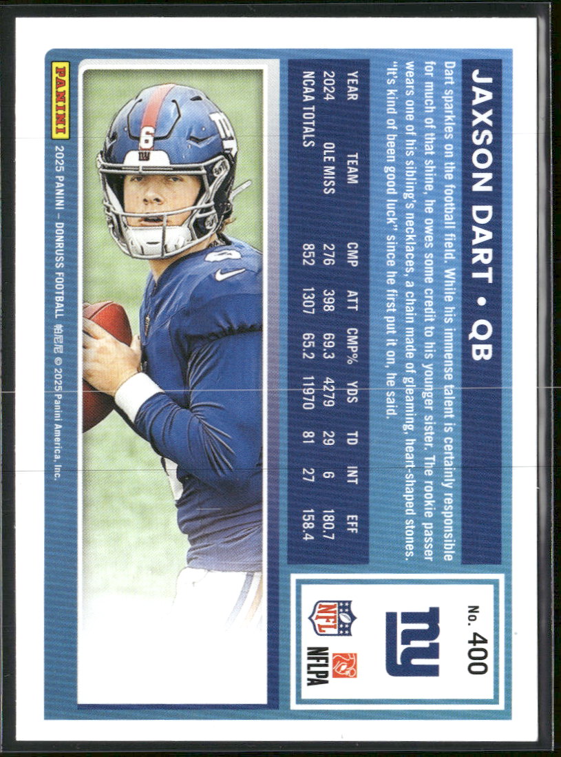 2025 Donruss Press Proofs Yellow Jaxson Dart RC #400
