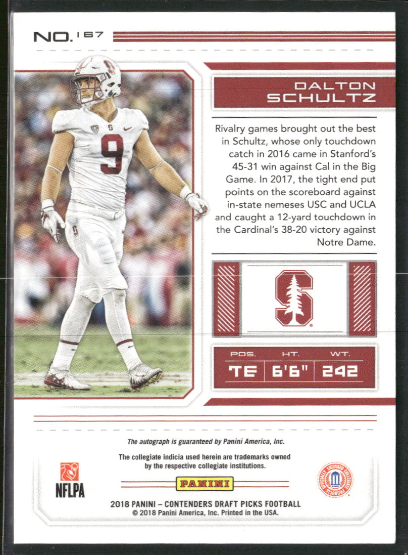 2018 Panini Contenders Draft Picks Bowl Dalton Schultz #/99 AU #167