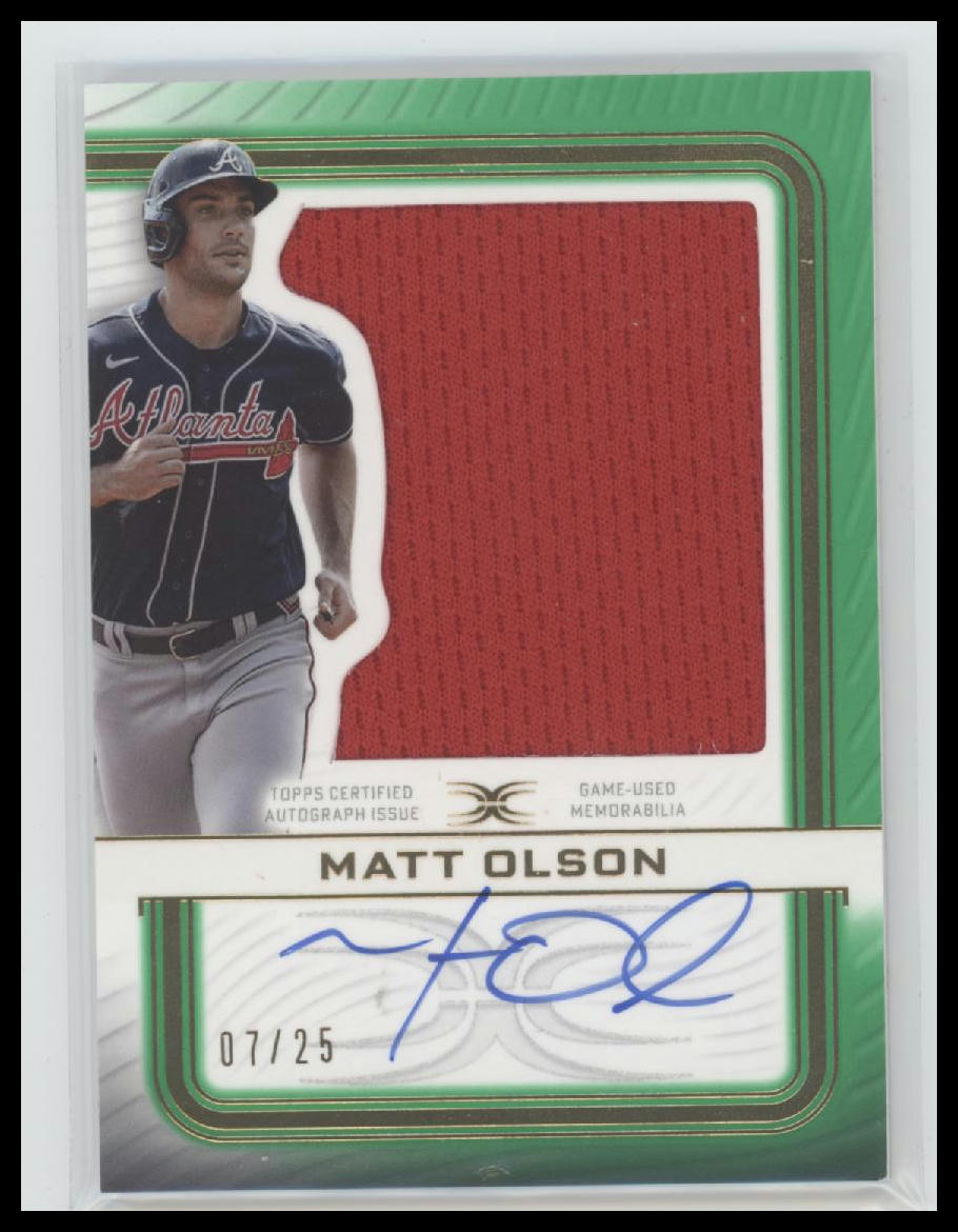 2021 Topps Definitive Relic Collection Green Matt Olson #/25 AU #ARC-MO