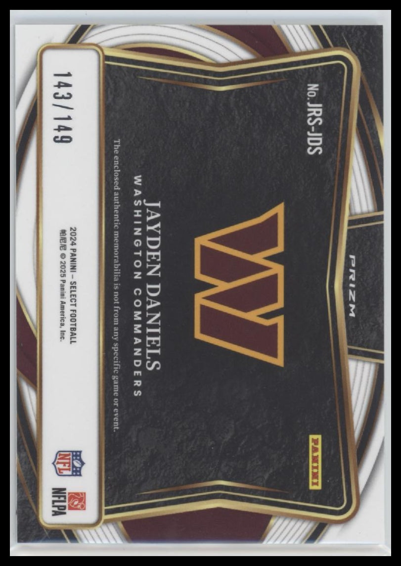 2024 Panini Select Jumbo Rookie Swatch Prizm Jayden Daniels #/149 #JRS-JDS
