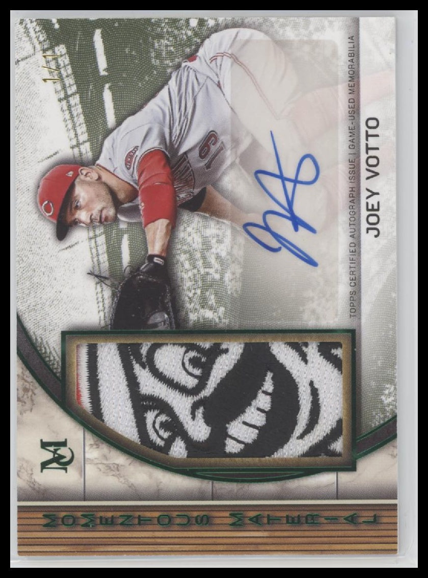2021 Topps Momentous Material Jumbo Patch Auto Emerald Joey Votto #/1  #MMJPA-JV