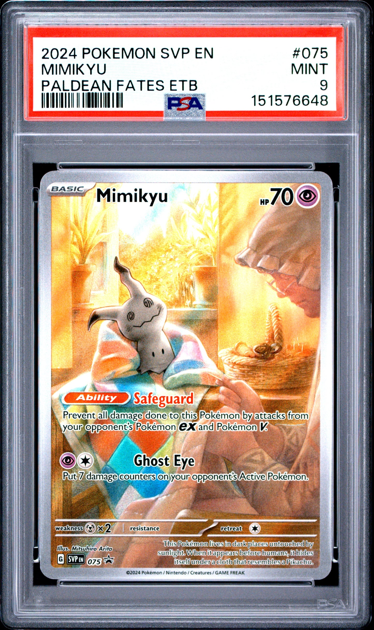 2024 Pokemon Svp En-Sv Black Star Promo Paldean Fates Etb Mimikyu 9 PSA #075