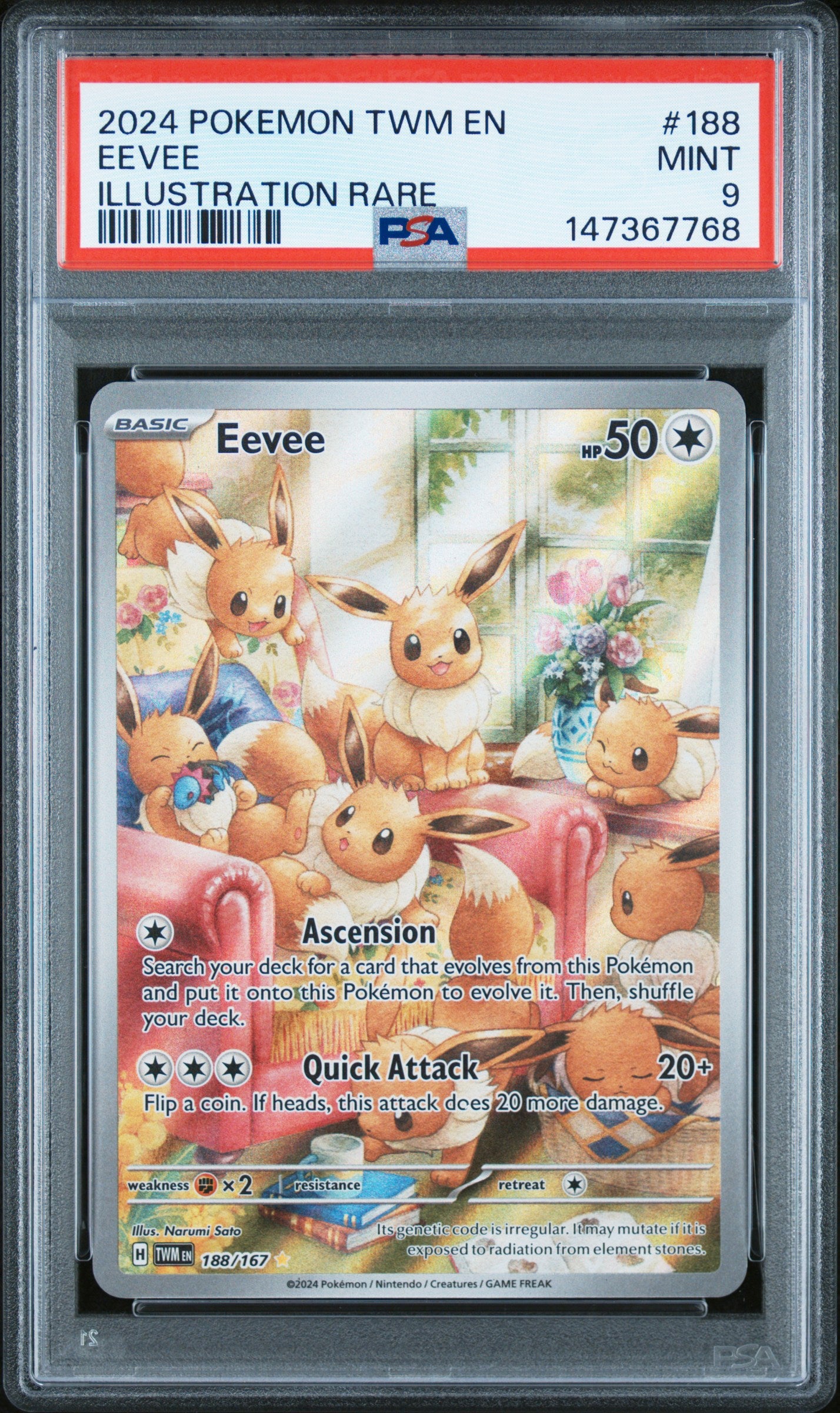 2024 Pokemon Twm En-Twilight Masquerade Illustration Rare Eevee 9 PSA #188