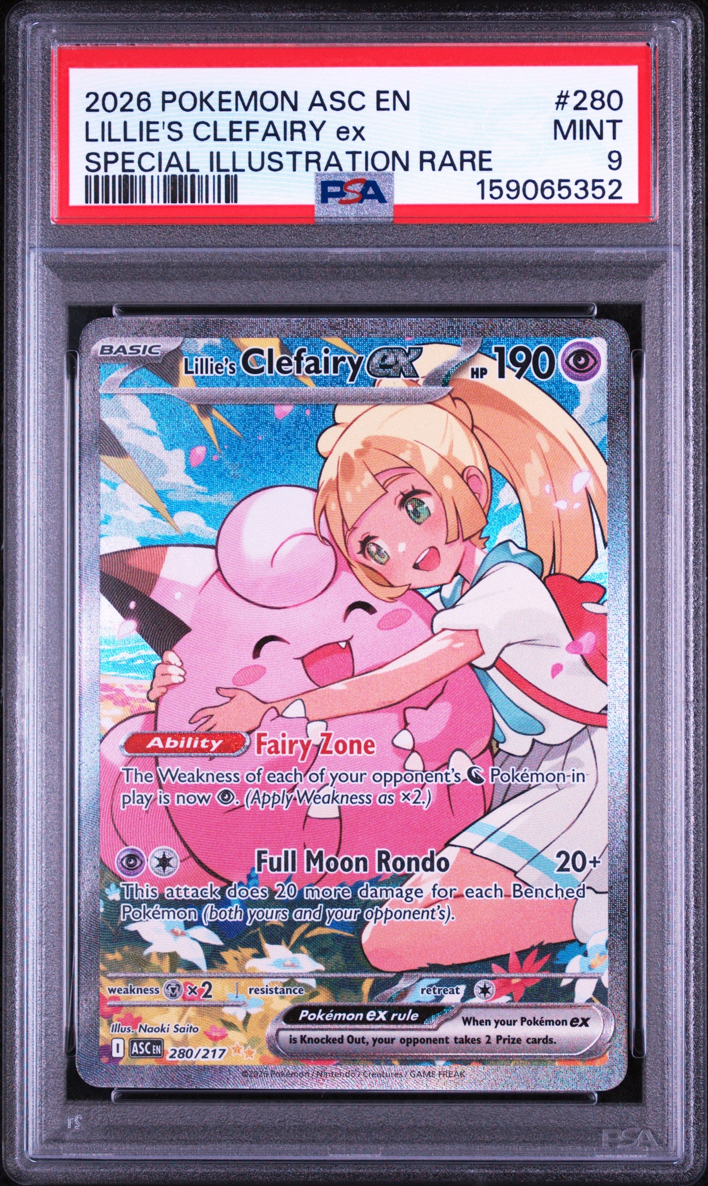 2026 Pokemon Ascended Heroes Special Illus Rare Lillie'S Clefairy Ex 9 PSA #280