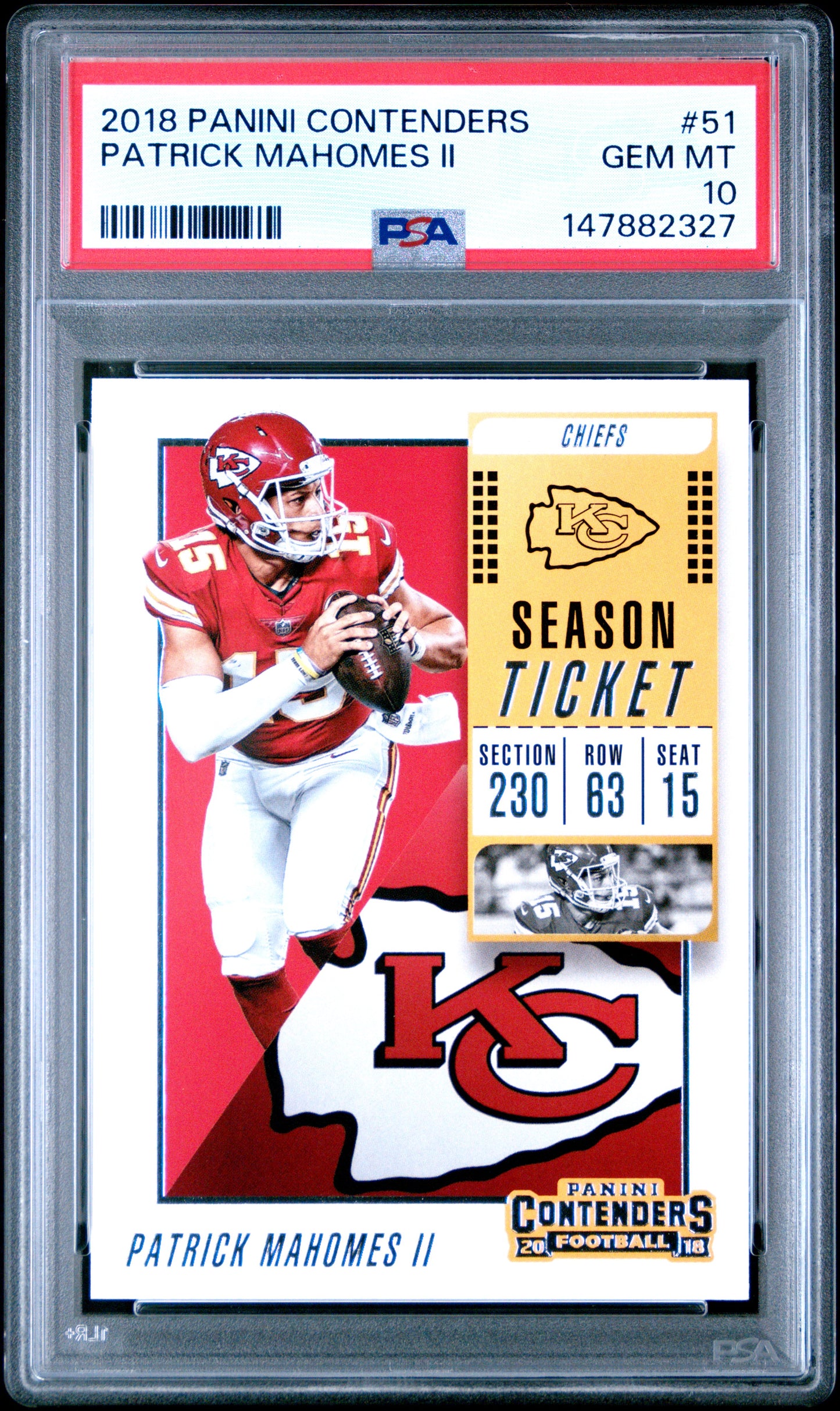 2018 Panini Contenders Patrick Mahomes Ii 10 PSA #51
