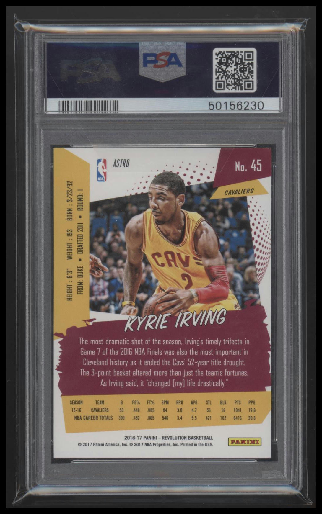 2016 Panini Revolution Astro Kyrie Irving 9 PSA #45