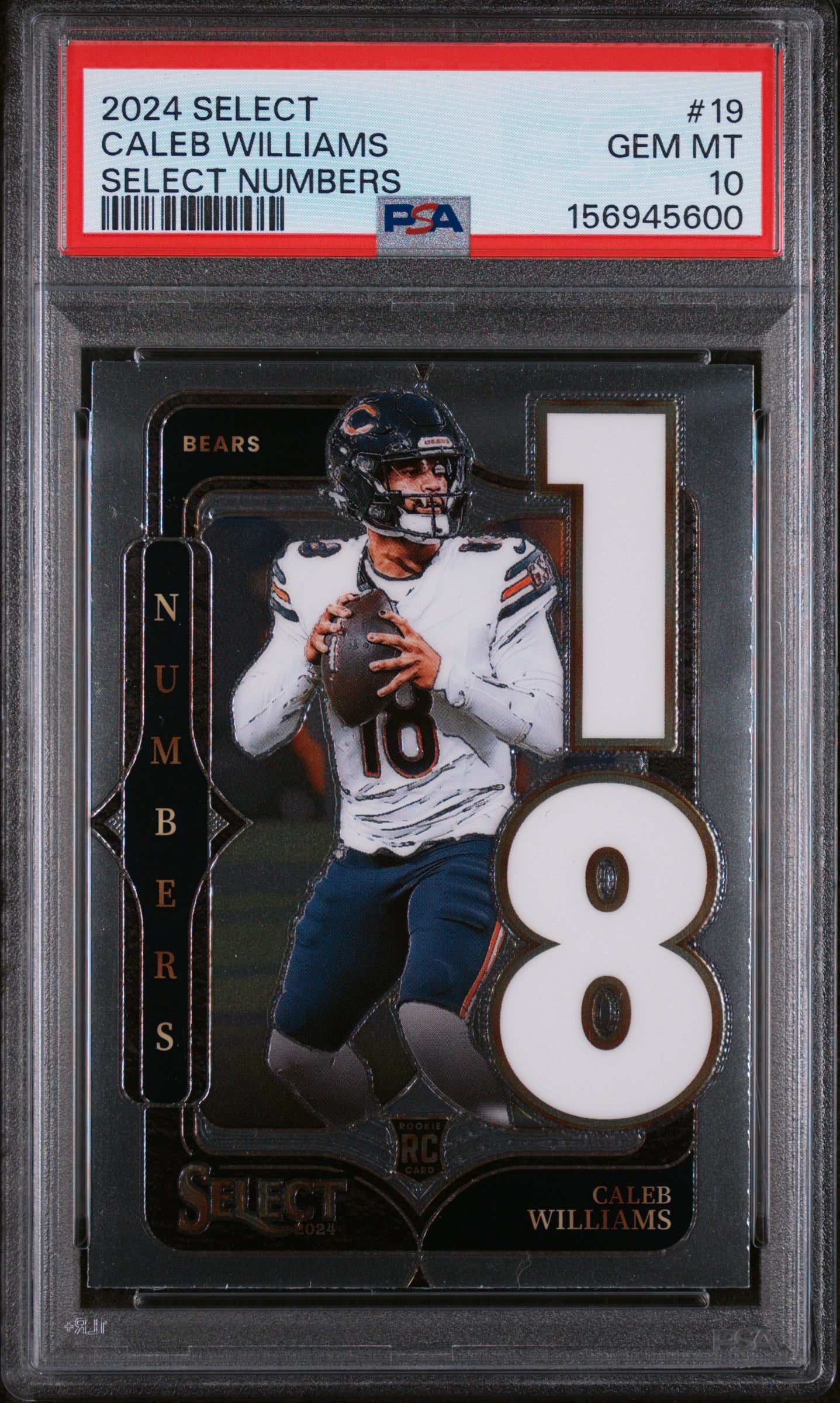 2024 Panini Select Select Numbers Caleb Williams 10 PSA #19