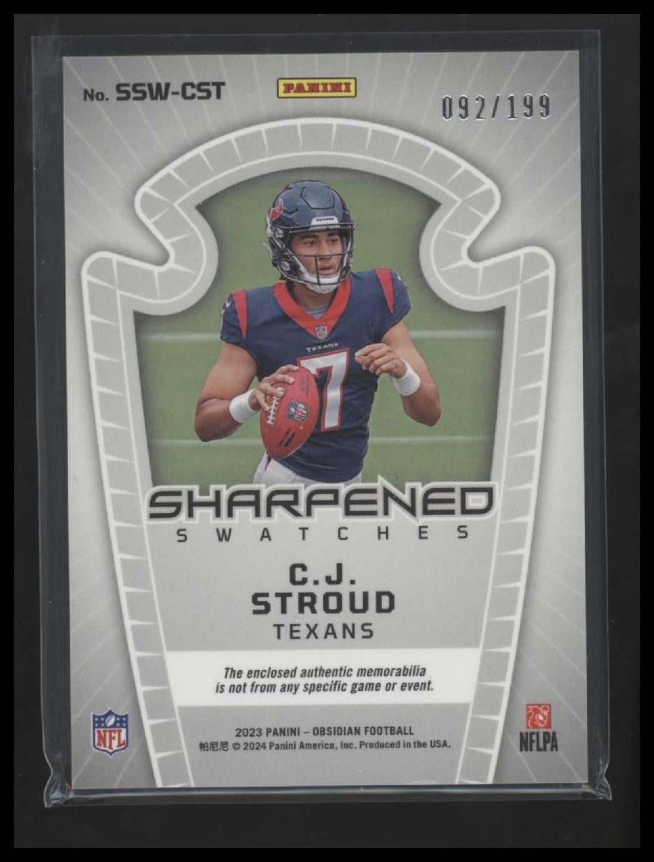 2023 Panini Obsidian Sharpened Swatches C.J. Stroud #/199 #SSW-CST