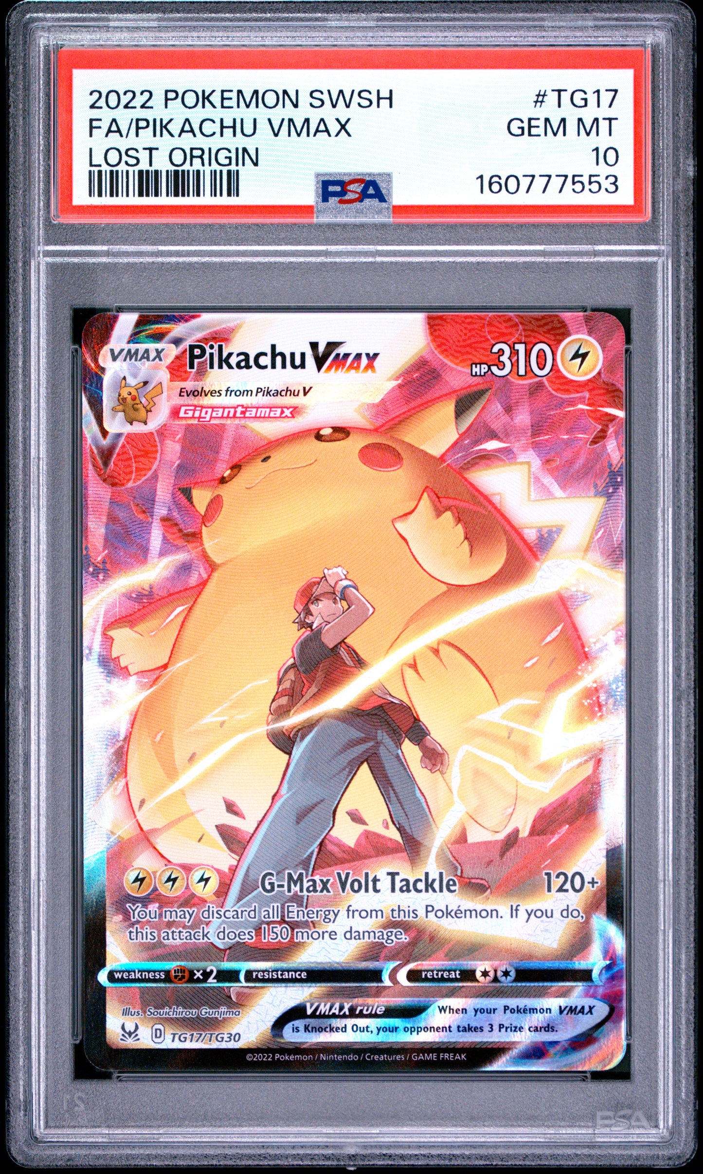 2022 Pokemon Sword & Shield Lost Origin Lost Origin Fa/Pikachu Vmax 10 PSA #TG17