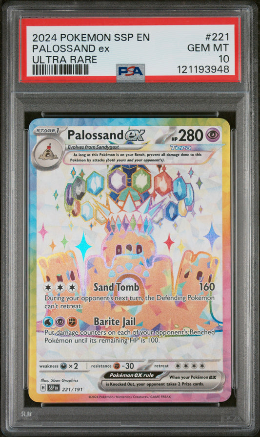 2024 Pokemon Ssp En-Surging Sparks Ultra Rare Palossand Ex 10 PSA #221