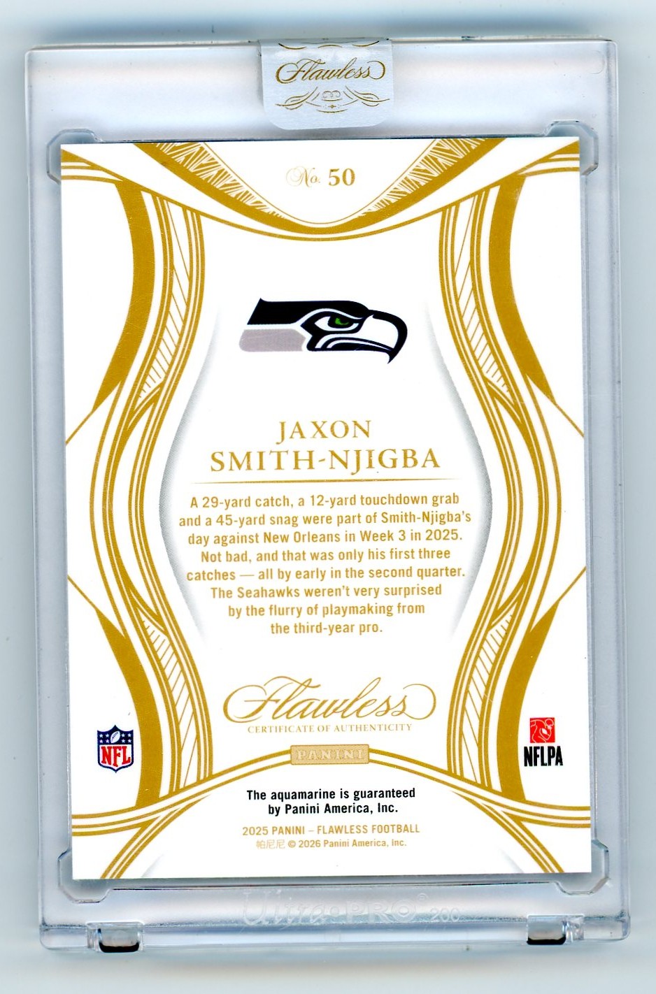 2025 Panini Flawless Aquamarine Jaxon Smith-Njigba #/3 #50