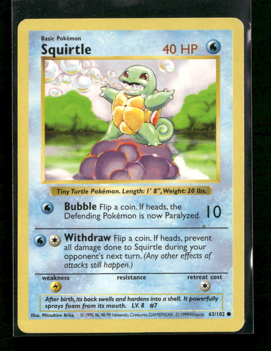 Base Set (Shadowless) Squirtle Unlimited #063/102