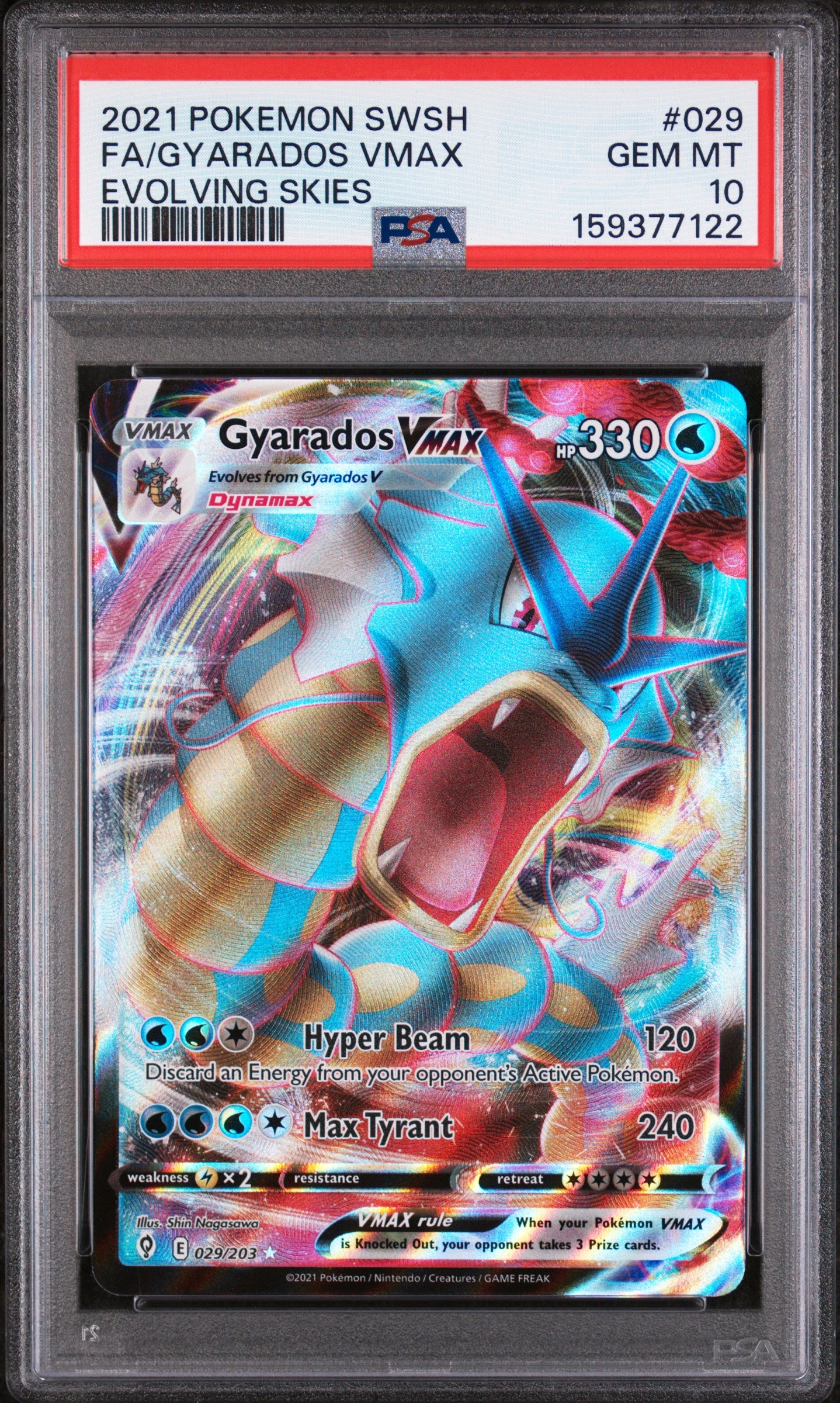 2021 Pokemon Sword & Shield Evolving Skies Fa/Gyarados Vmax 10 PSA #029