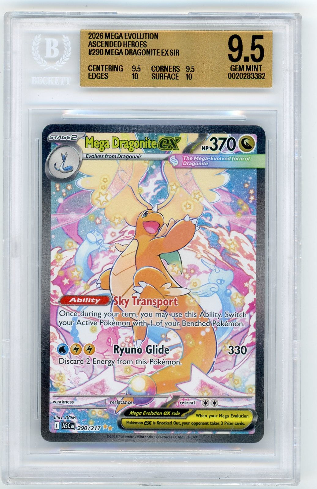 2026 Pokemon Ascended Heroes Mega Dragonite ex SIR 9.5 BGS #290