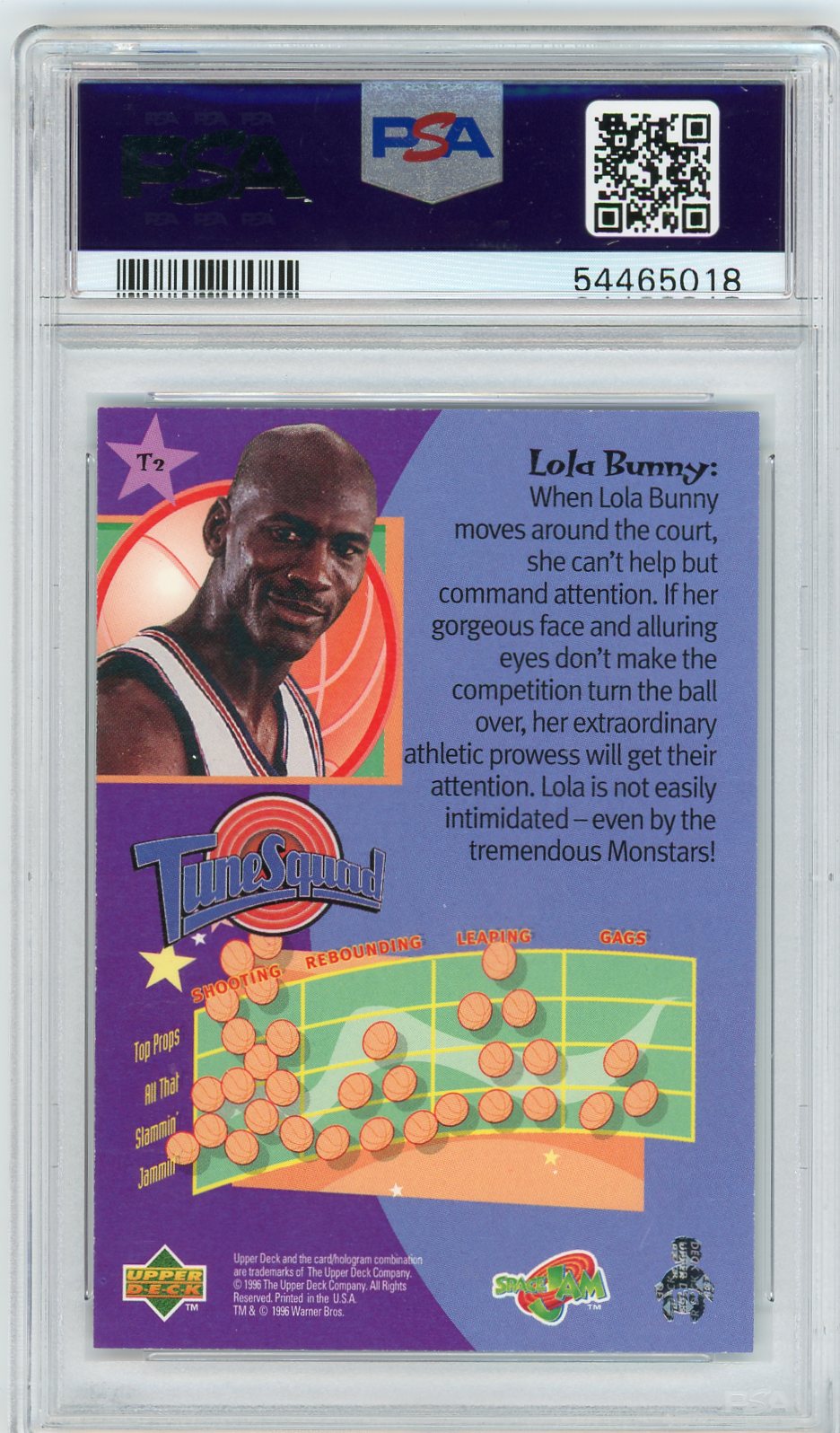 1996 Upper Deck Space Jam Jordan's Tune Squad Lola Bunny 8 PSA #T2