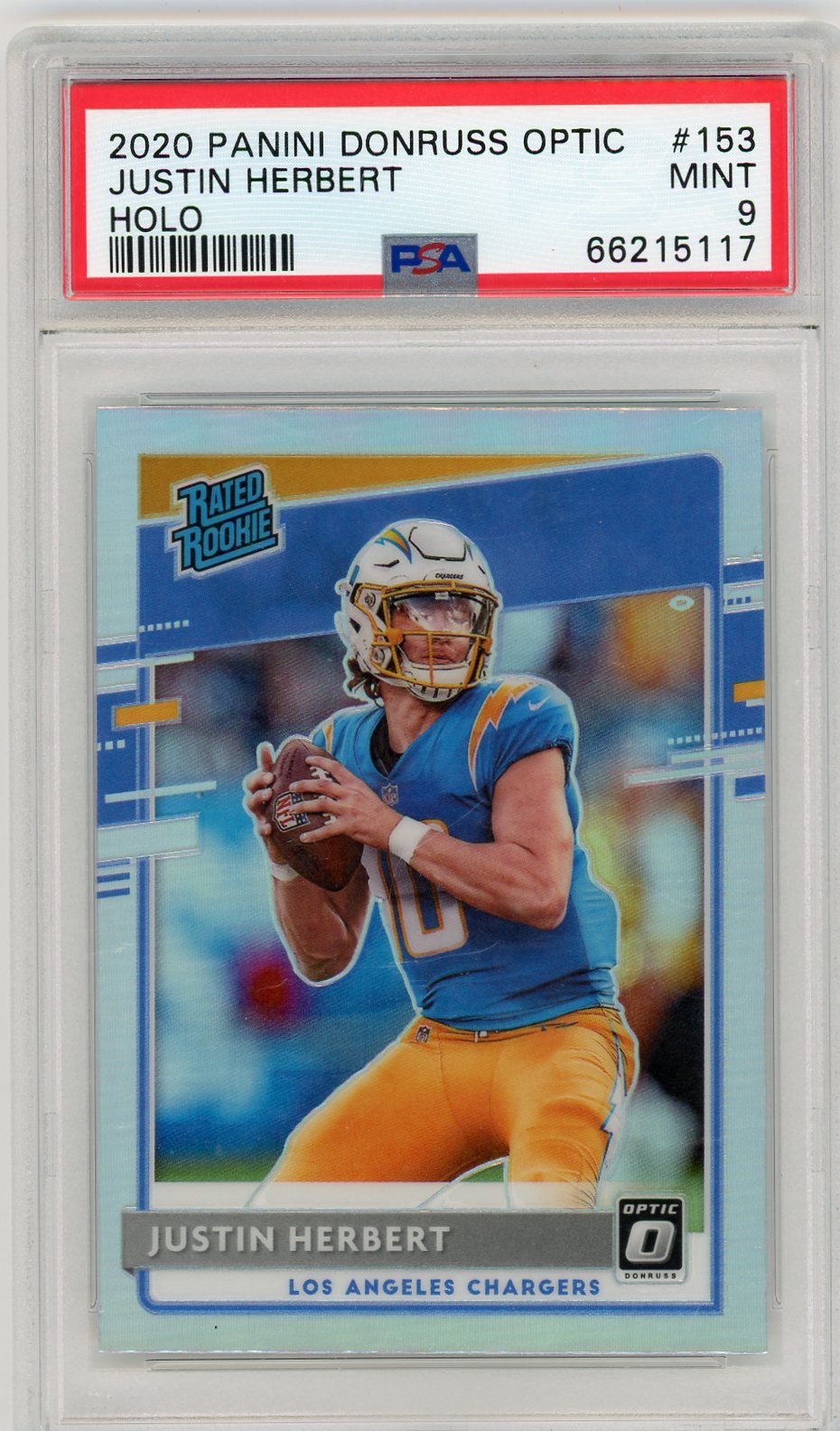 2020 Panini Donruss Optic Holo Justin Herbert 9 PSA #153