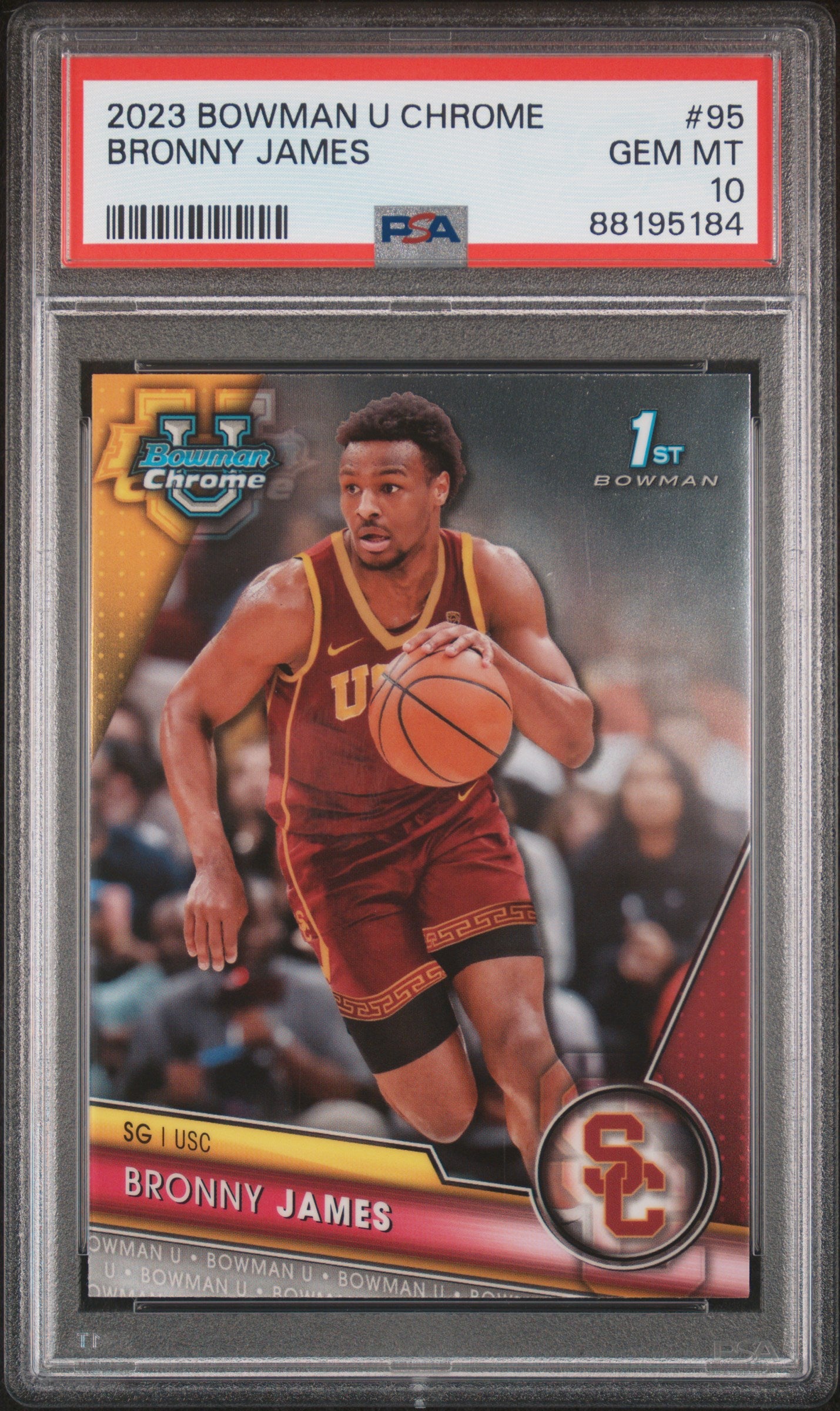 2023 Bowman University Chrome Bronny James 10 PSA #95