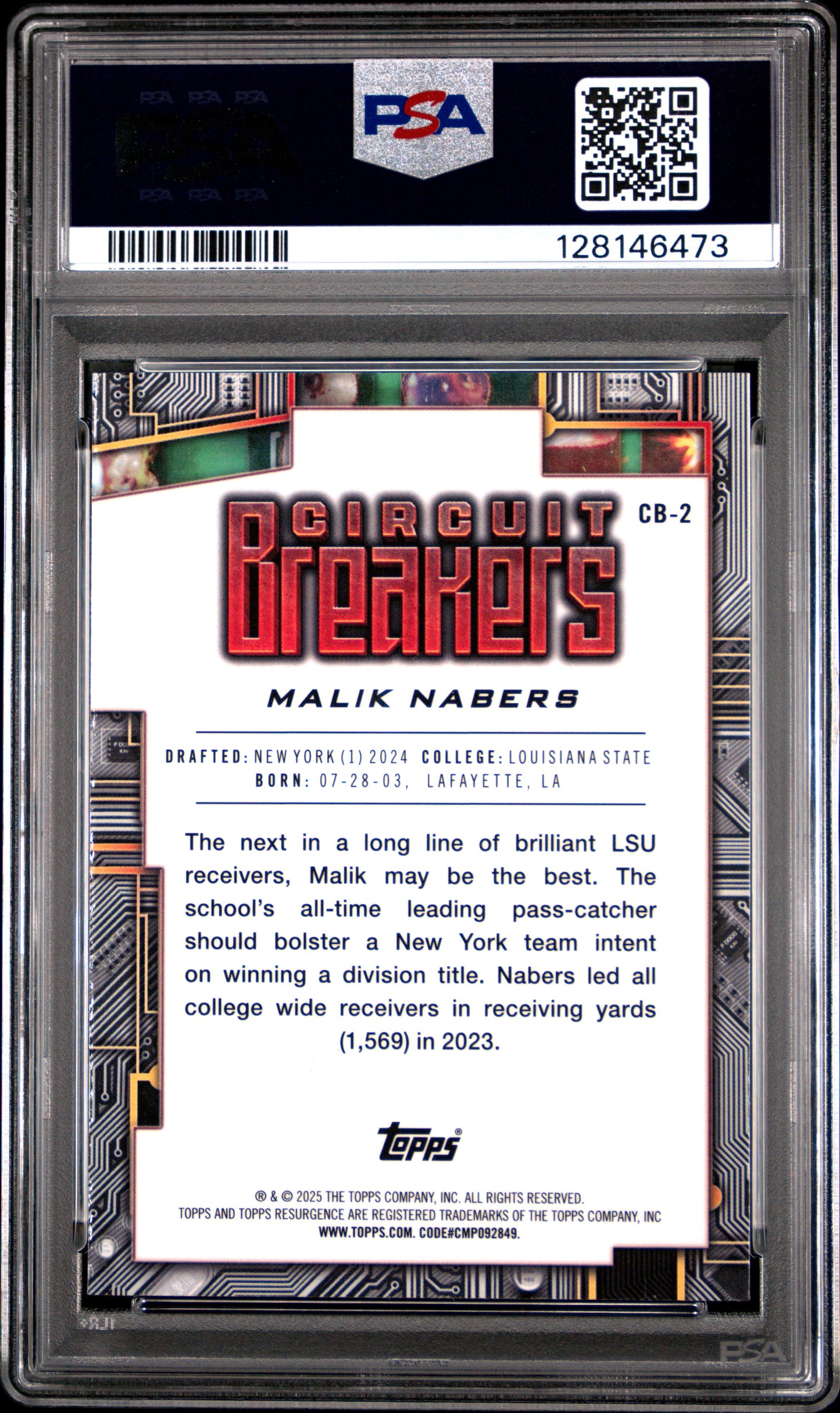 2024 Topps Resurgence Circuit Breakers Blue Surge Malik Nabers 10 PSA #CB2