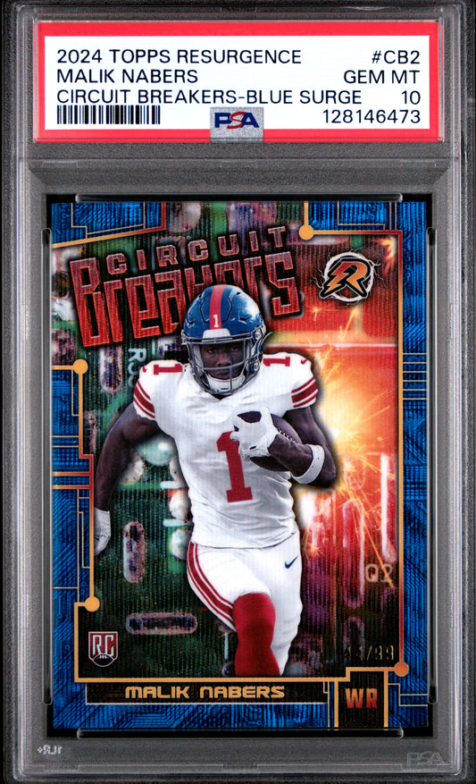 2024 Topps Resurgence Circuit Breakers Blue Surge Malik Nabers 10 PSA #CB2
