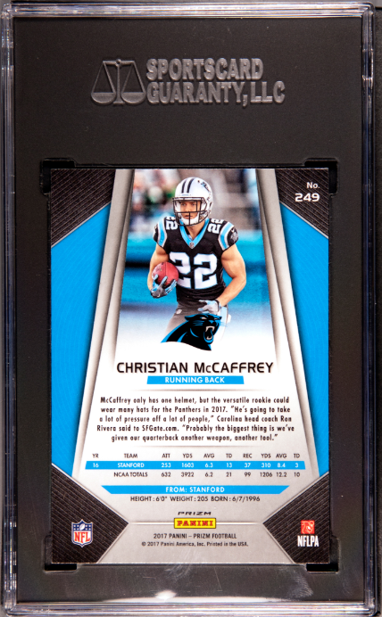 2017 Panini Prizm Silver Prizm Christian Mccaffrey 10 SGC #249