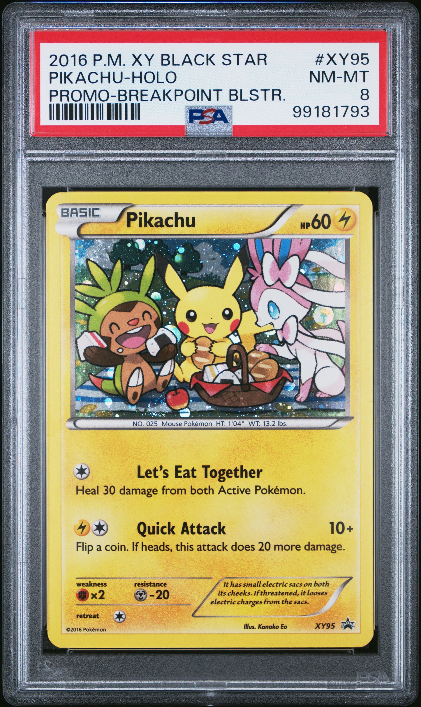 2016 Pokemon Xy Black Star Promo Breakpoint Blstr. Pikachu-Holo 8 PSA #XY95