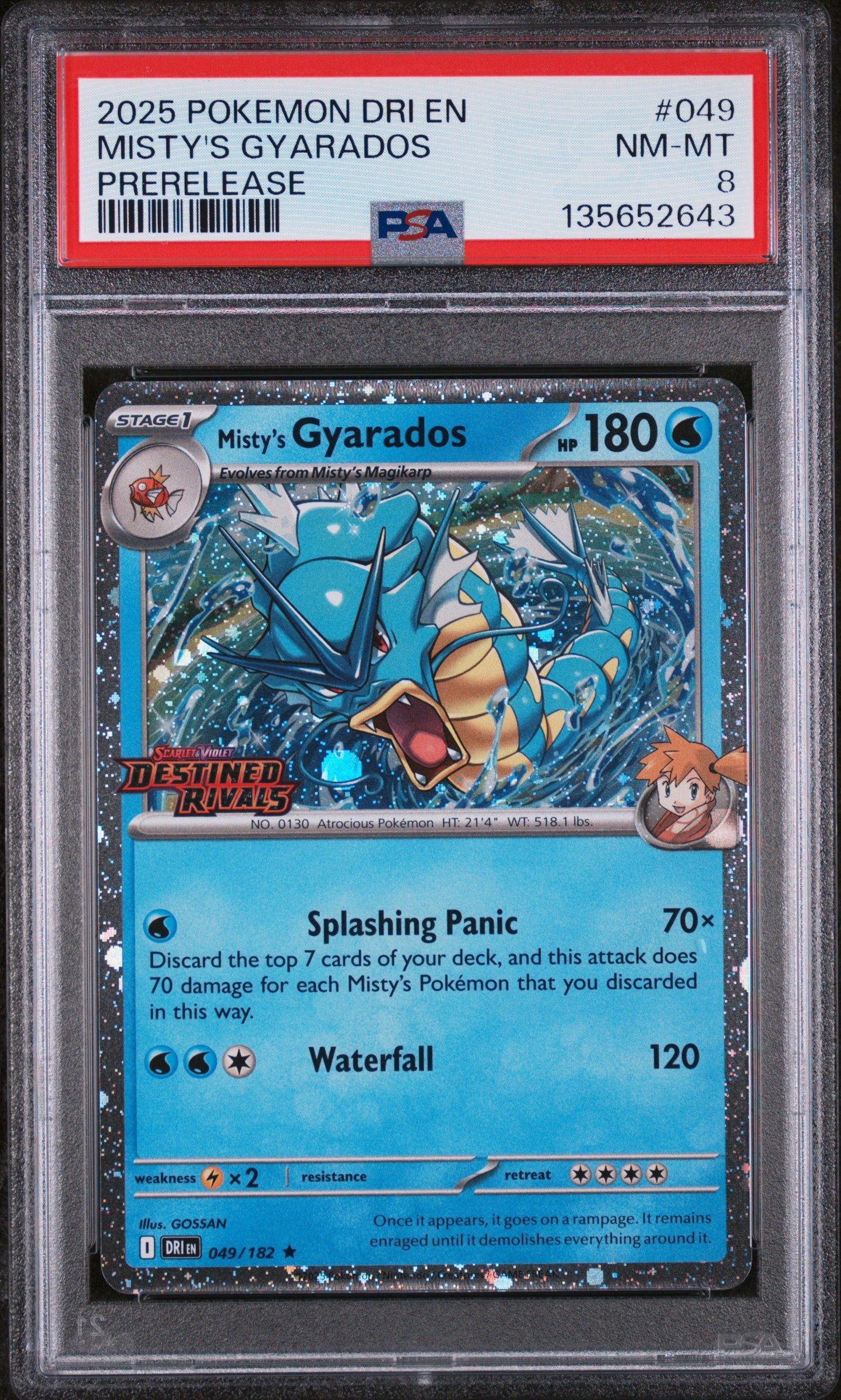 2025 Pokemon Dri En-Destined Rivals Prerelease Misty'S Gyarados 8 PSA #049