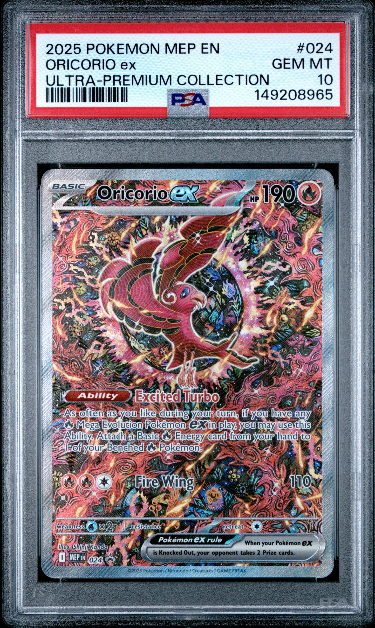 2025 Pokemon Black Star Promo Ultra-Premium Collection Oricorio Ex 10 PSA #024
