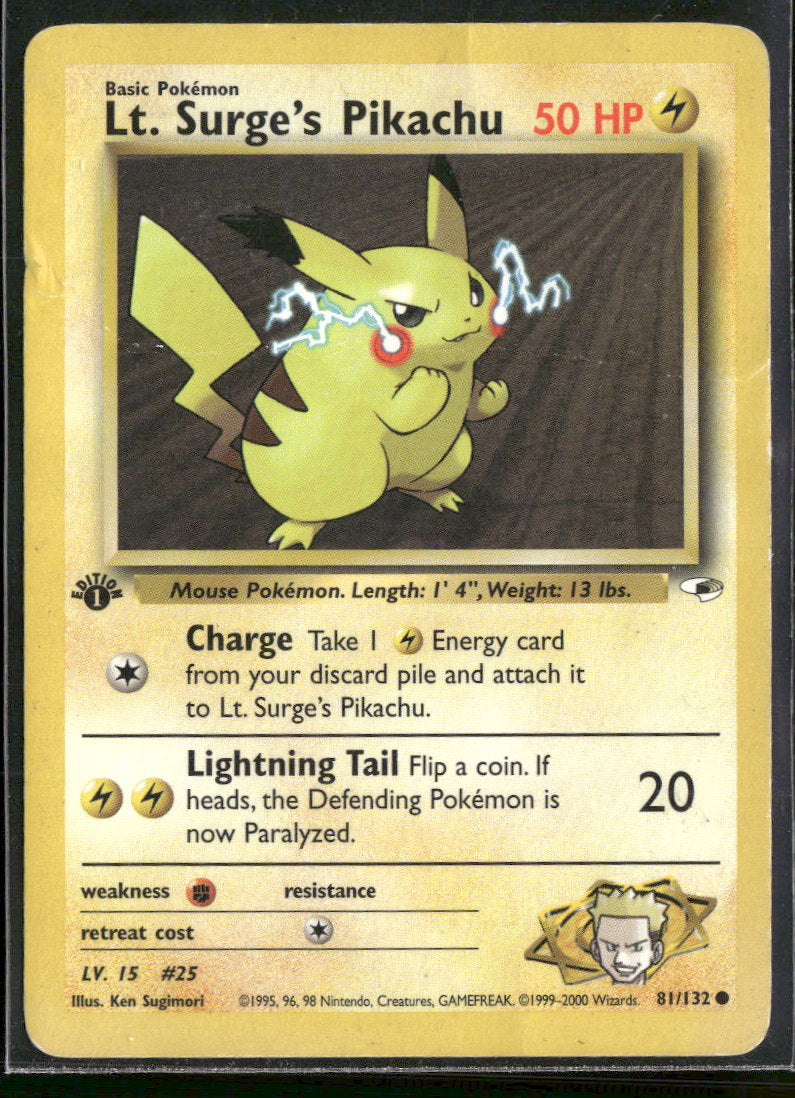 Gym Heroes Lt. Surge's Pikachu #081/132 Damaged