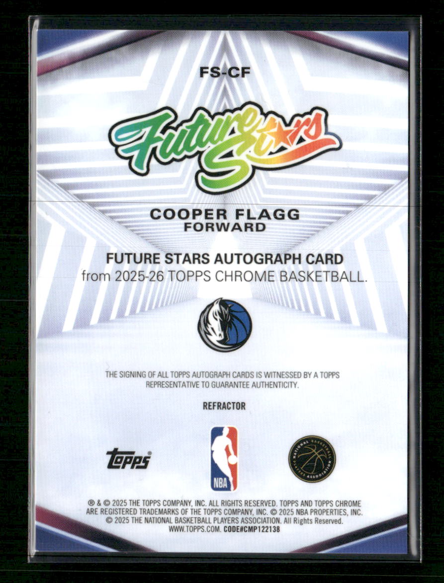 2025-26 Topps Chrome Future Stars Autographs Refractor Cooper Flagg AU #FS-CF