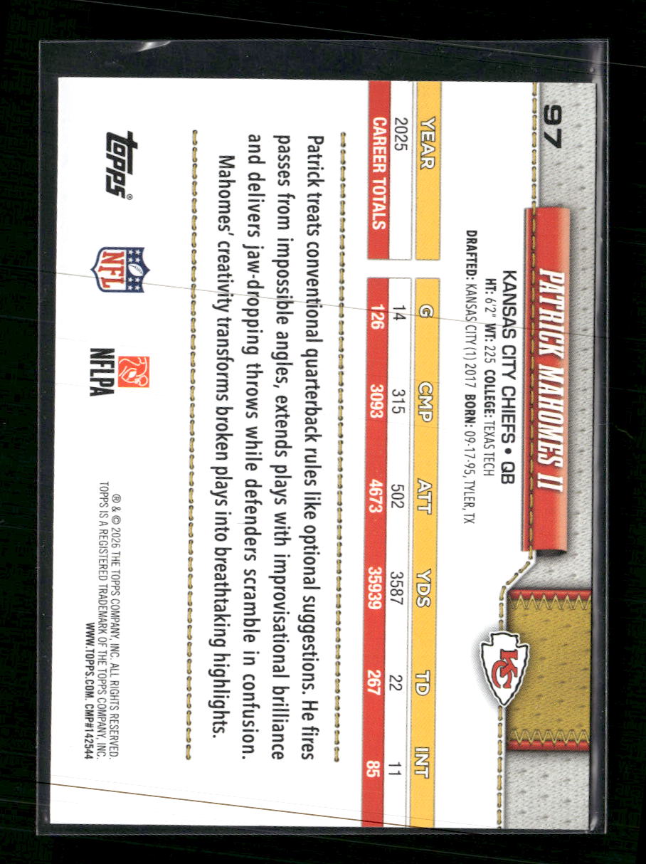 2026 Topps Flagship Team Color Border Variations Patrick Mahomes II #97