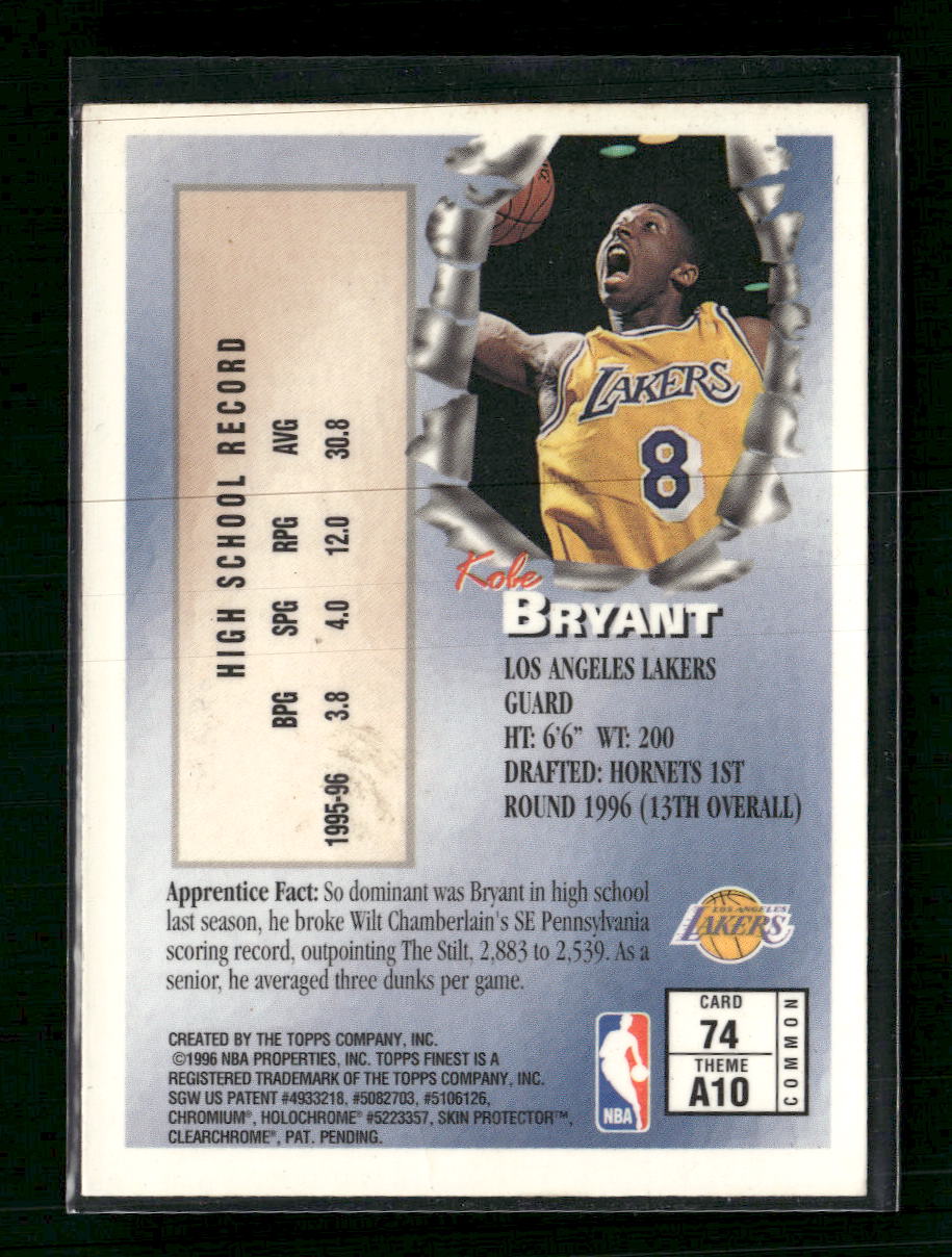 1996-97 Finest Kobe Bryant Gold Border RC #74