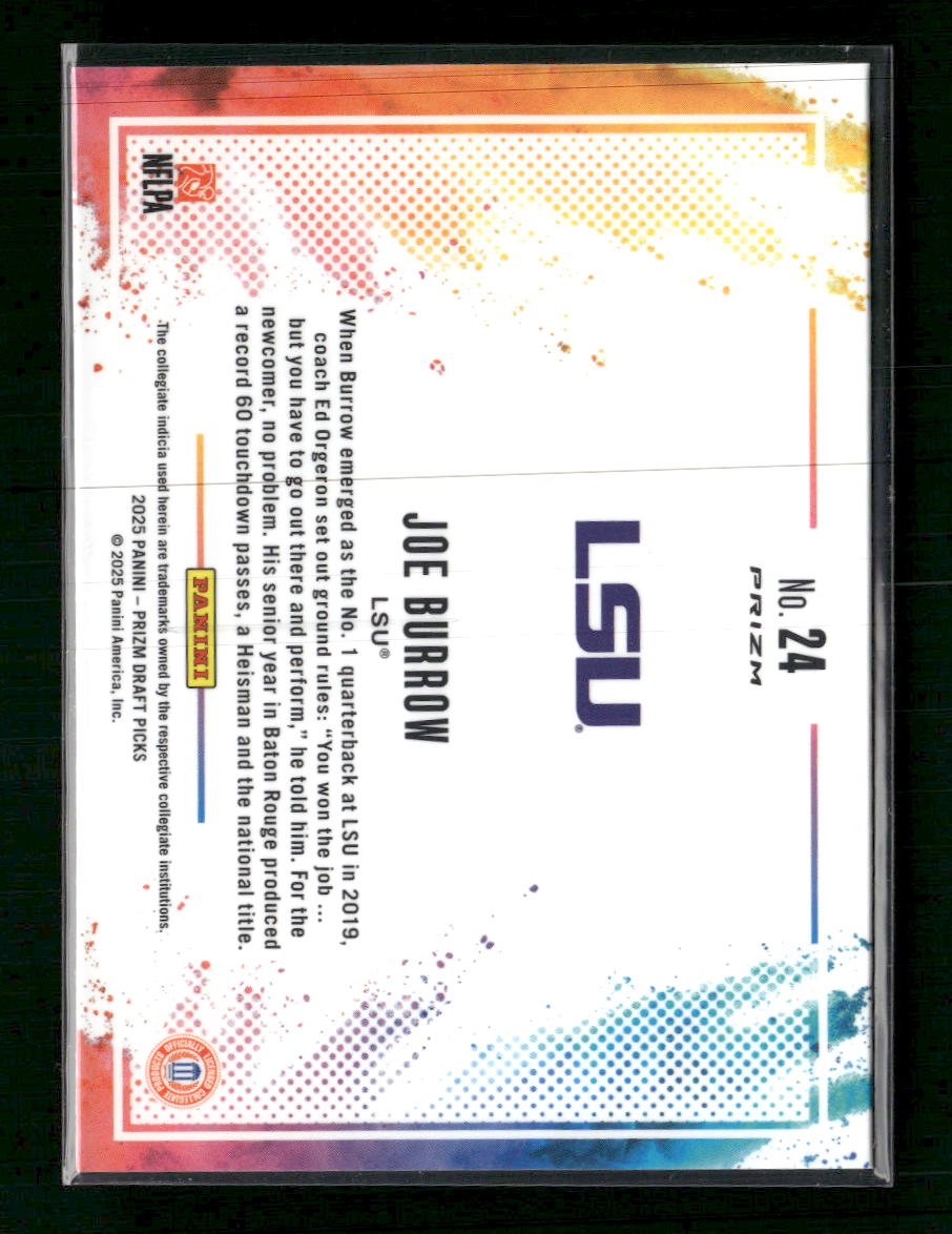 2025 Panini Prizm Draft Picks Black Color Blast Joe Burrow #24