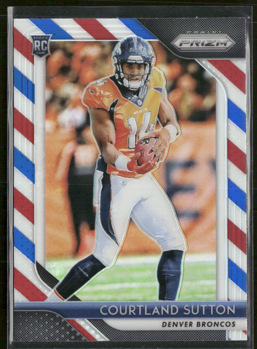 2018 Panini Prizm Prizm Red White and Blue Courtland Sutton RC #215