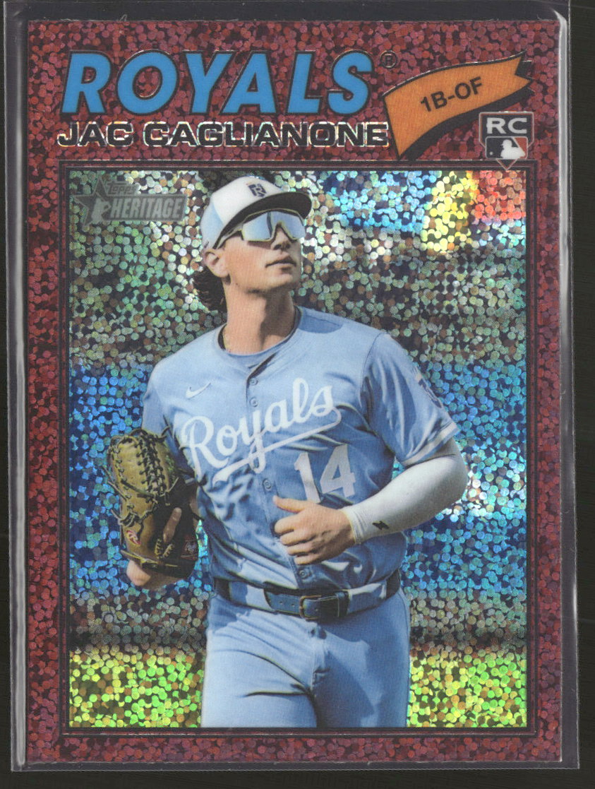 2026 Topps Heritage Chrome Pink Sparkle Refractors Jac Caglianone RC #136