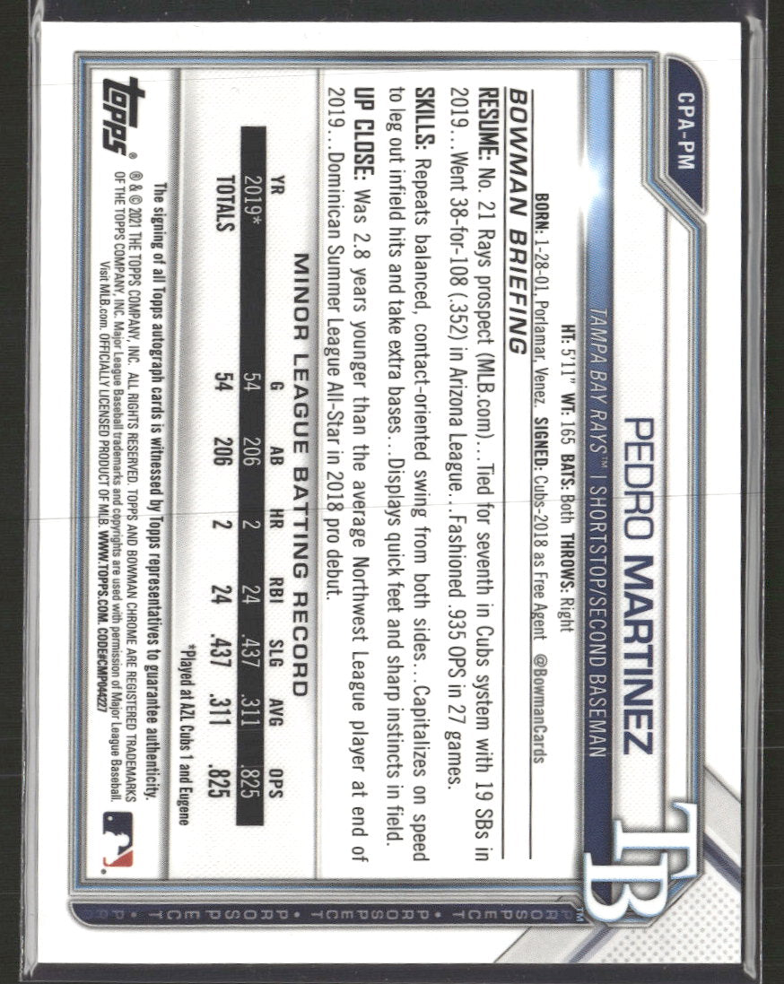 2021 Bowman Chrome Prospect AU Gold Shimmer Refractor Pedro Martinez #/50