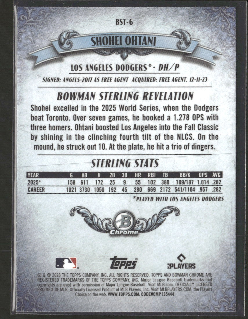 2026 Bowman Bowman Sterling Shohei Ohtani #BST-6