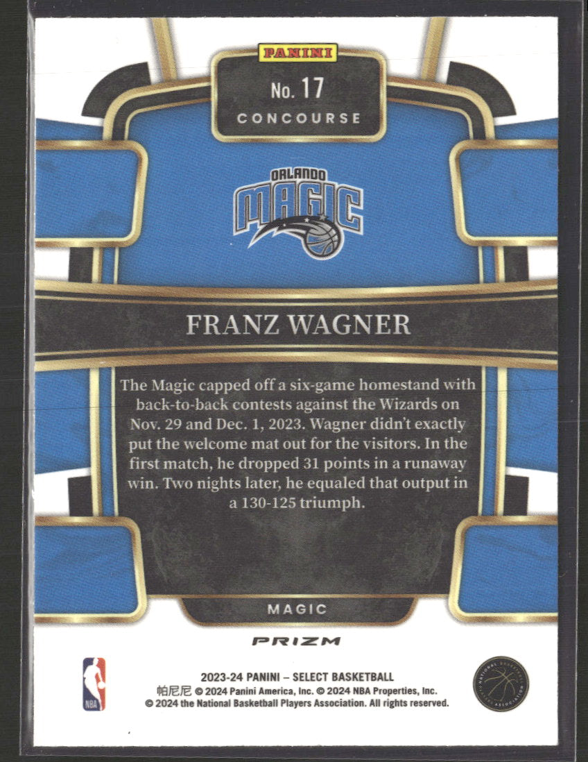 2023-24 Panini Select Elephant Prizms Franz Wagner #17
