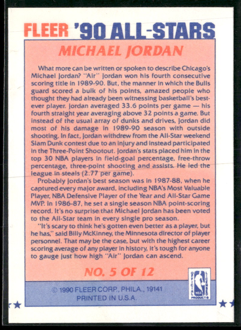 1990-91 Fleer All-Stars Michael Jordan #5