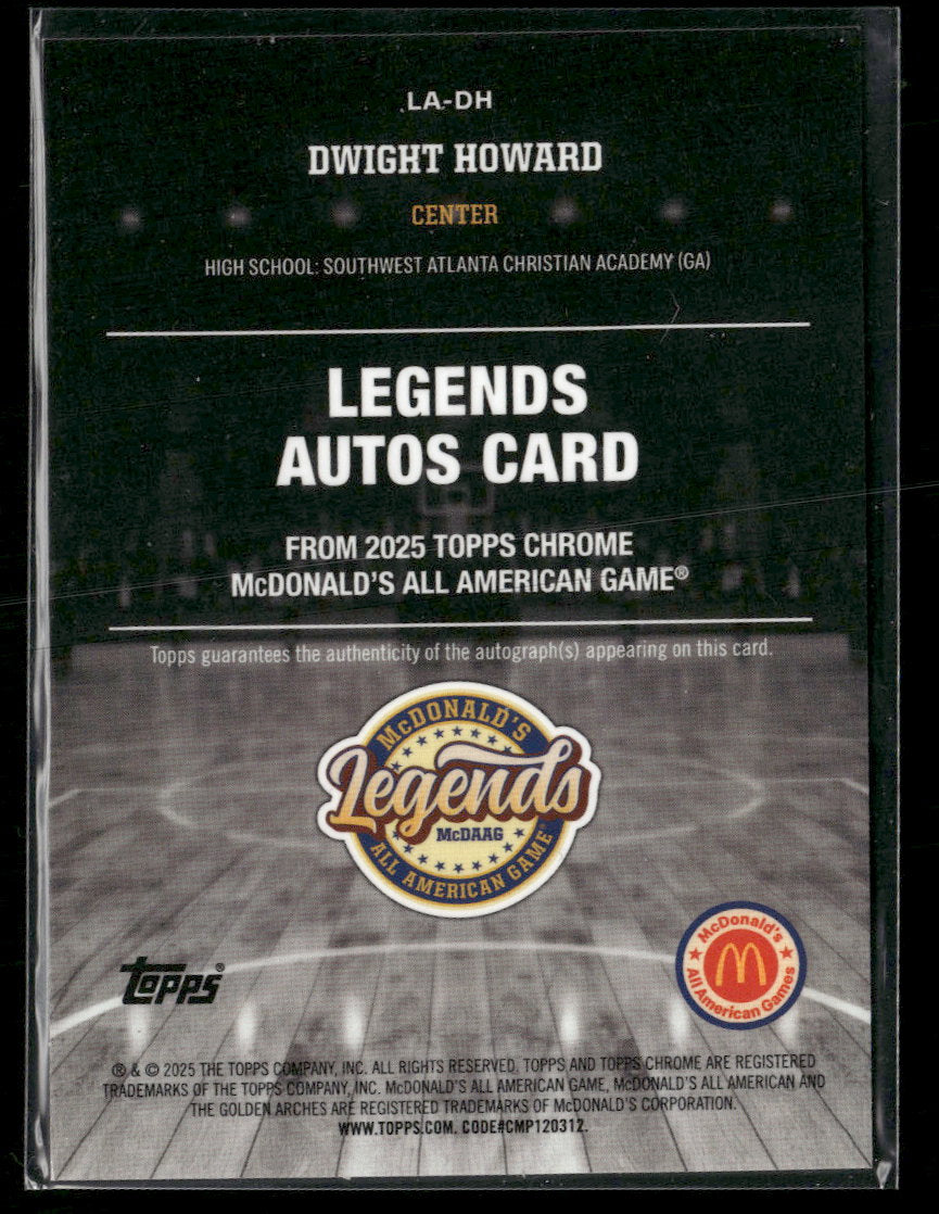 2025 Topps Chrome McDonald's All American Legends AU Dwight Howard AU #LA-DH